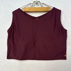 Honey Mark Swim Top Plus 4XL Burgundy Modest Swim Bra Sleek Minimal Beach Vacay